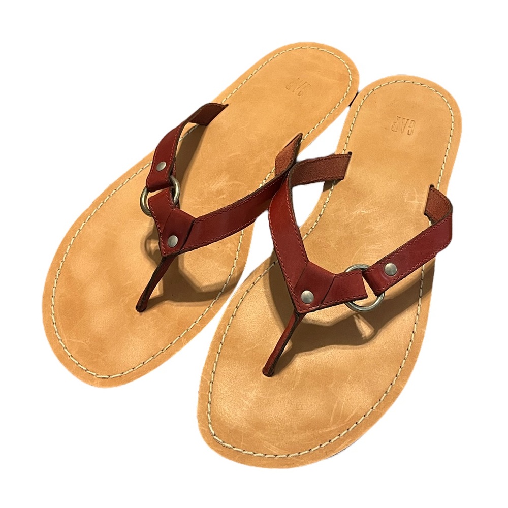 Gap Red Leather Buckle Sandals
